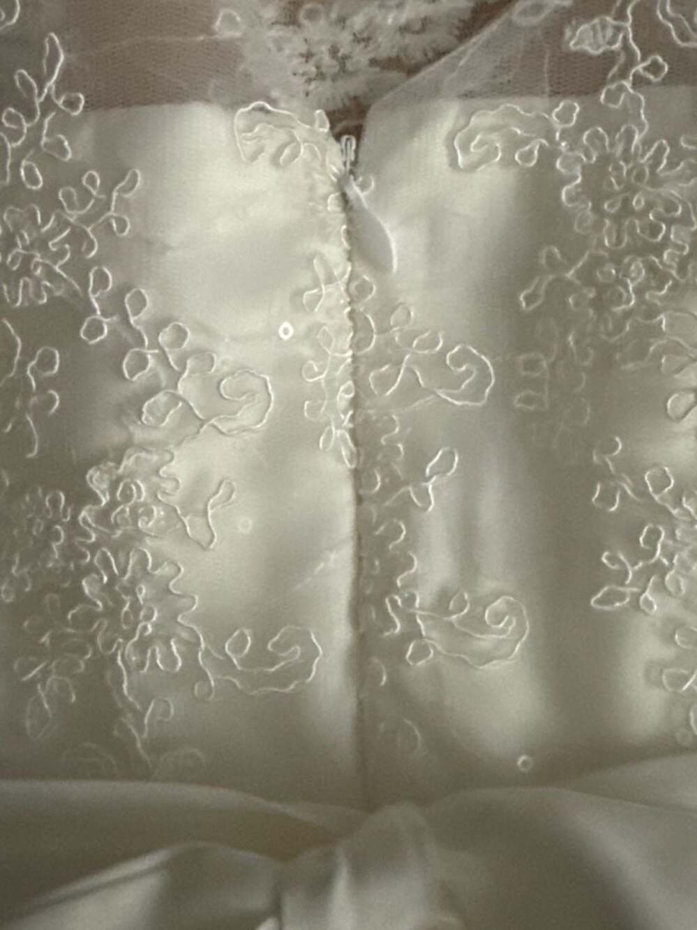 American Princess White Lace Formal Girl Dress with Pearl Belt - Picture 6 of 7